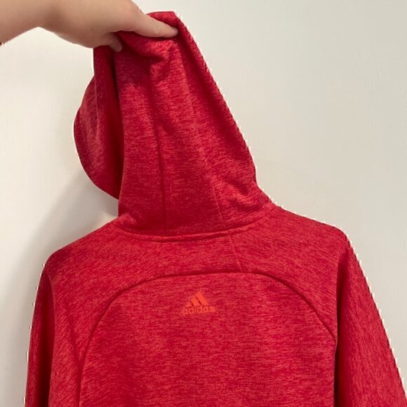 ADIDAS Climawarm Team Issue Fleece Pullover Logo Hoodie Red Active Sweatshirt L - Picture 11 of 12